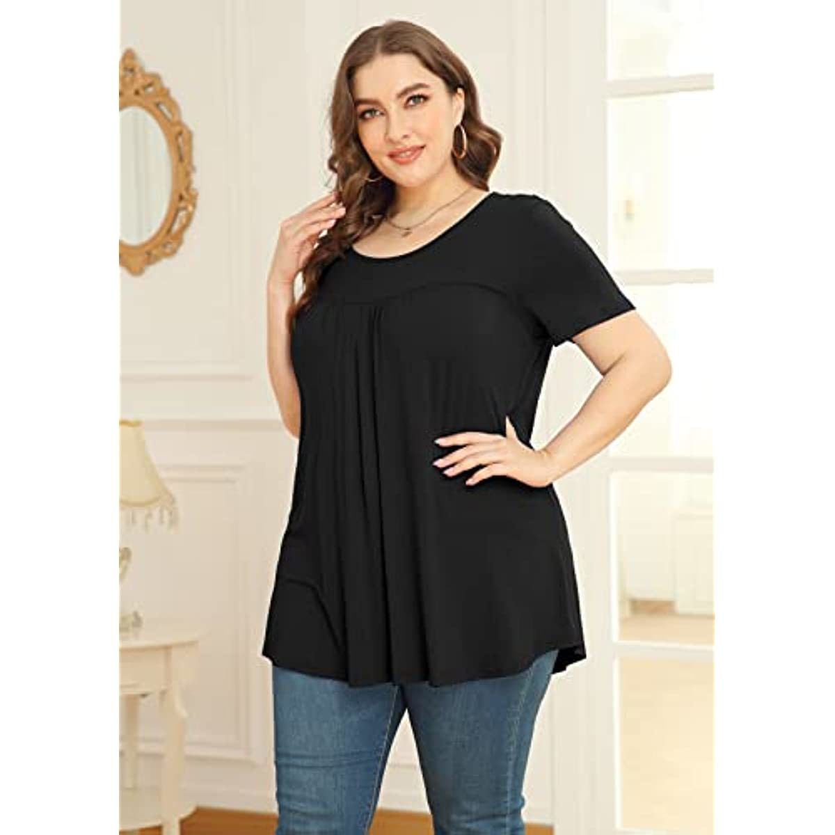 Women's Plus Size Short & Long Sleeve Tunic Tops