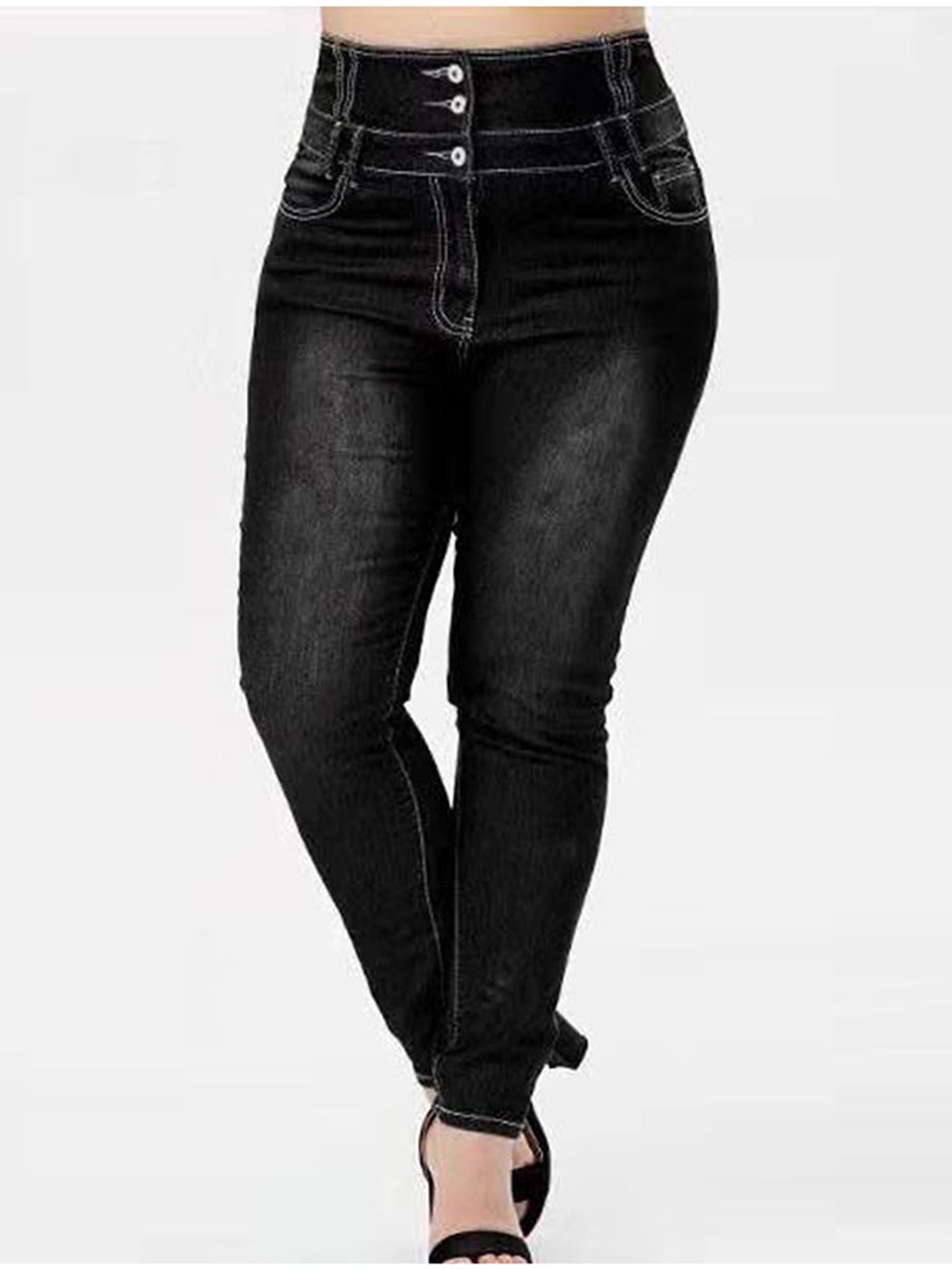 Plus Size High Rise Button Fly Skinny Jeans