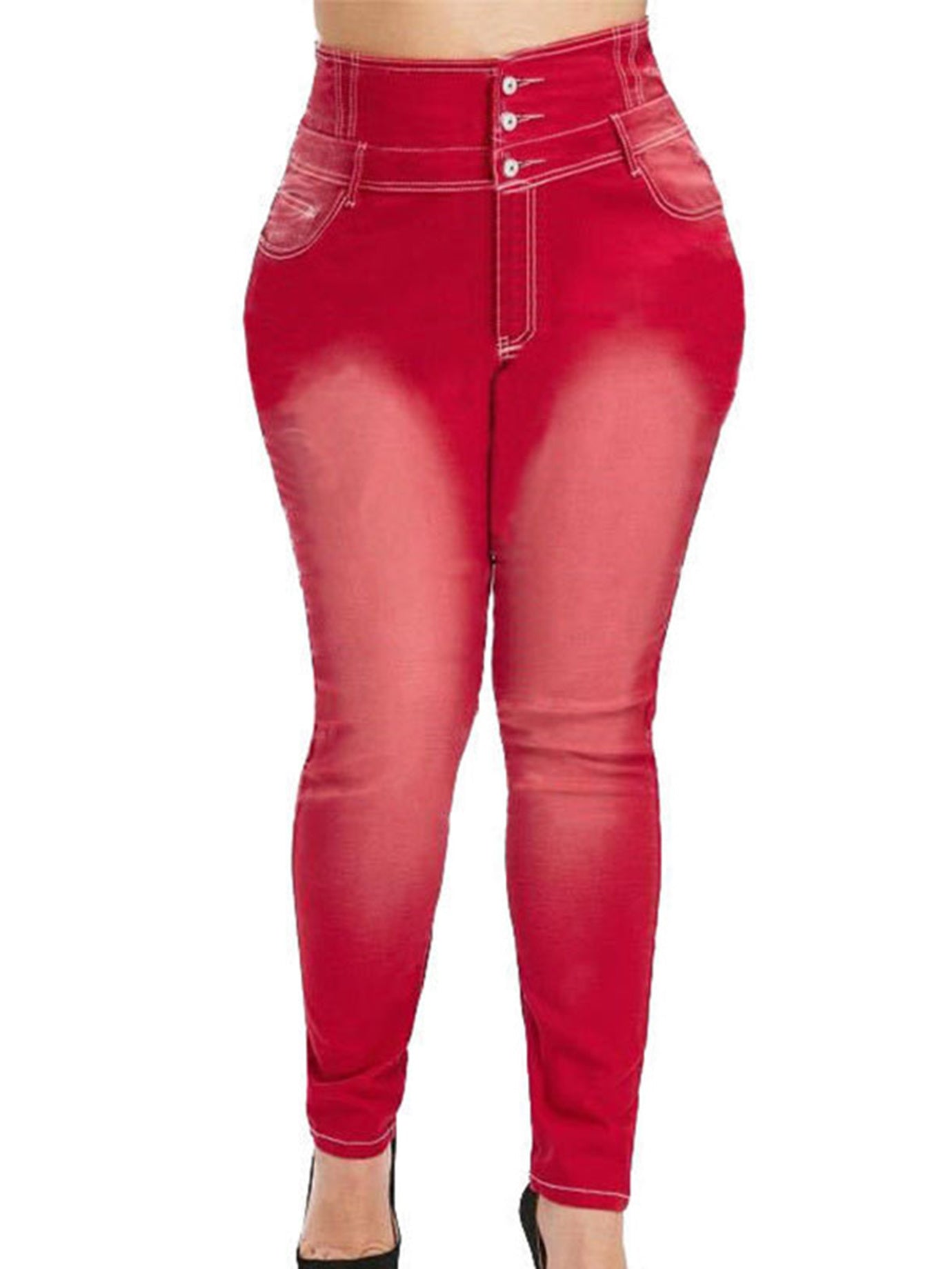 Plus Size High Rise Button Fly Skinny Jeans