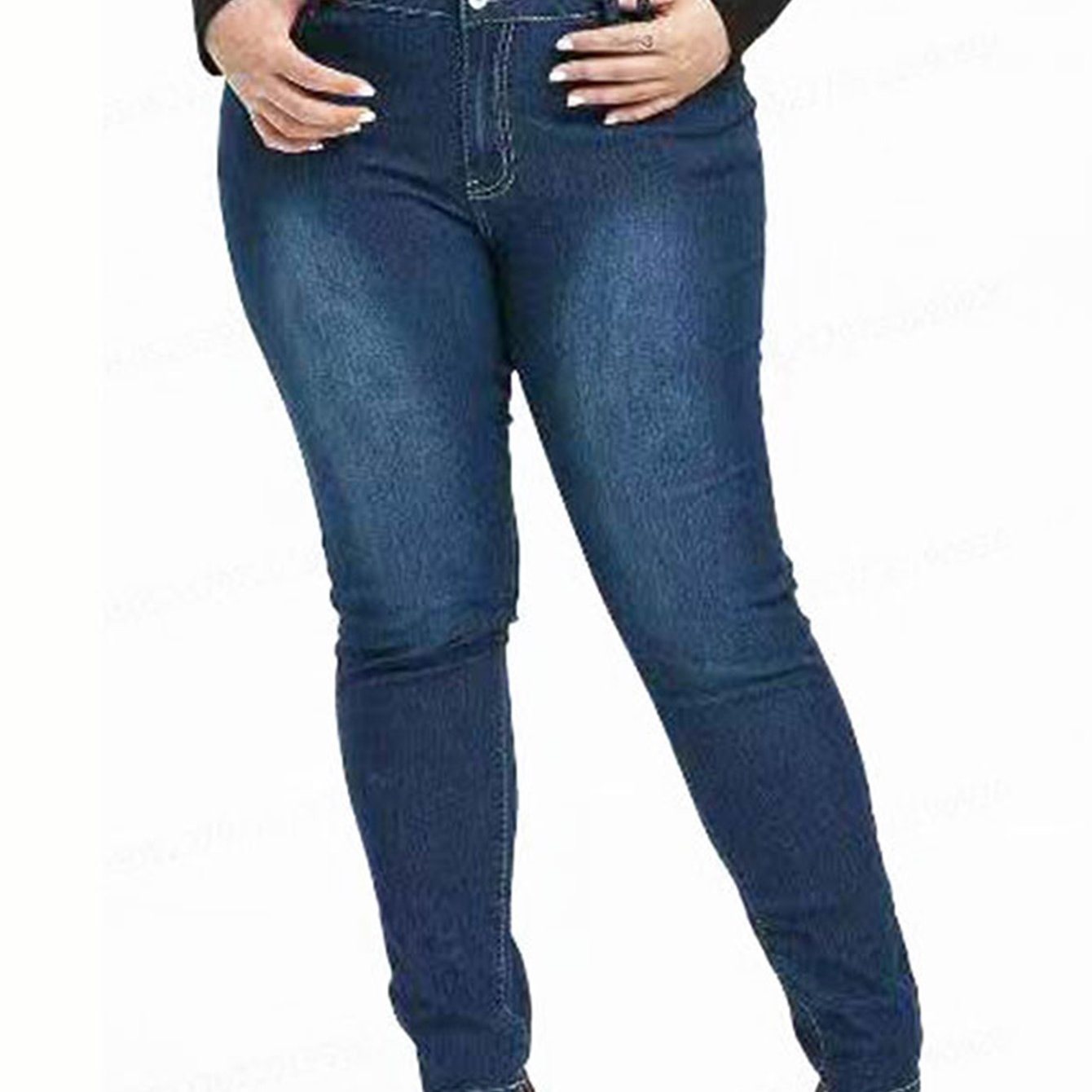 Plus Size High Rise Button Fly Skinny Jeans
