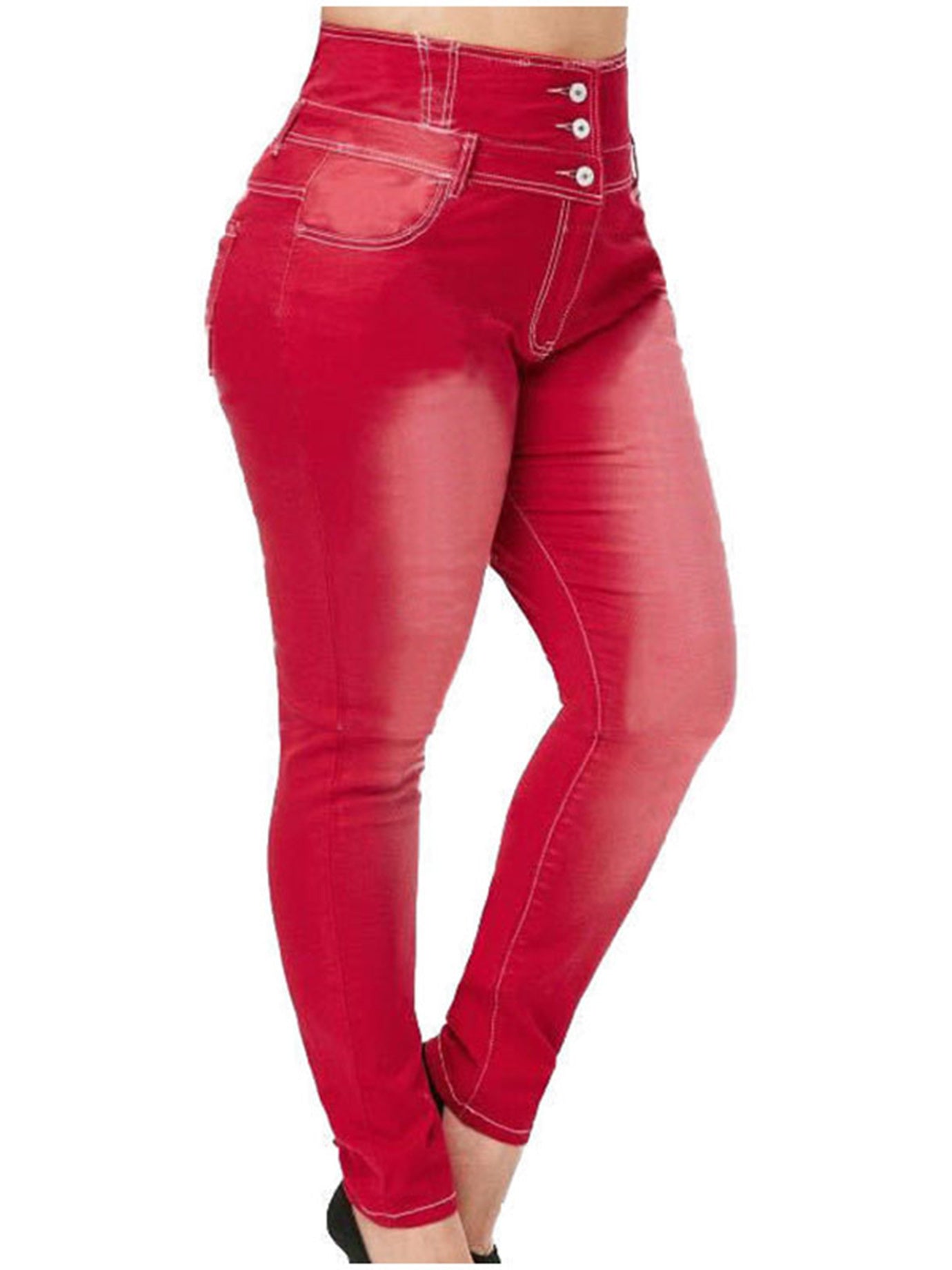 Plus Size High Rise Button Fly Skinny Jeans