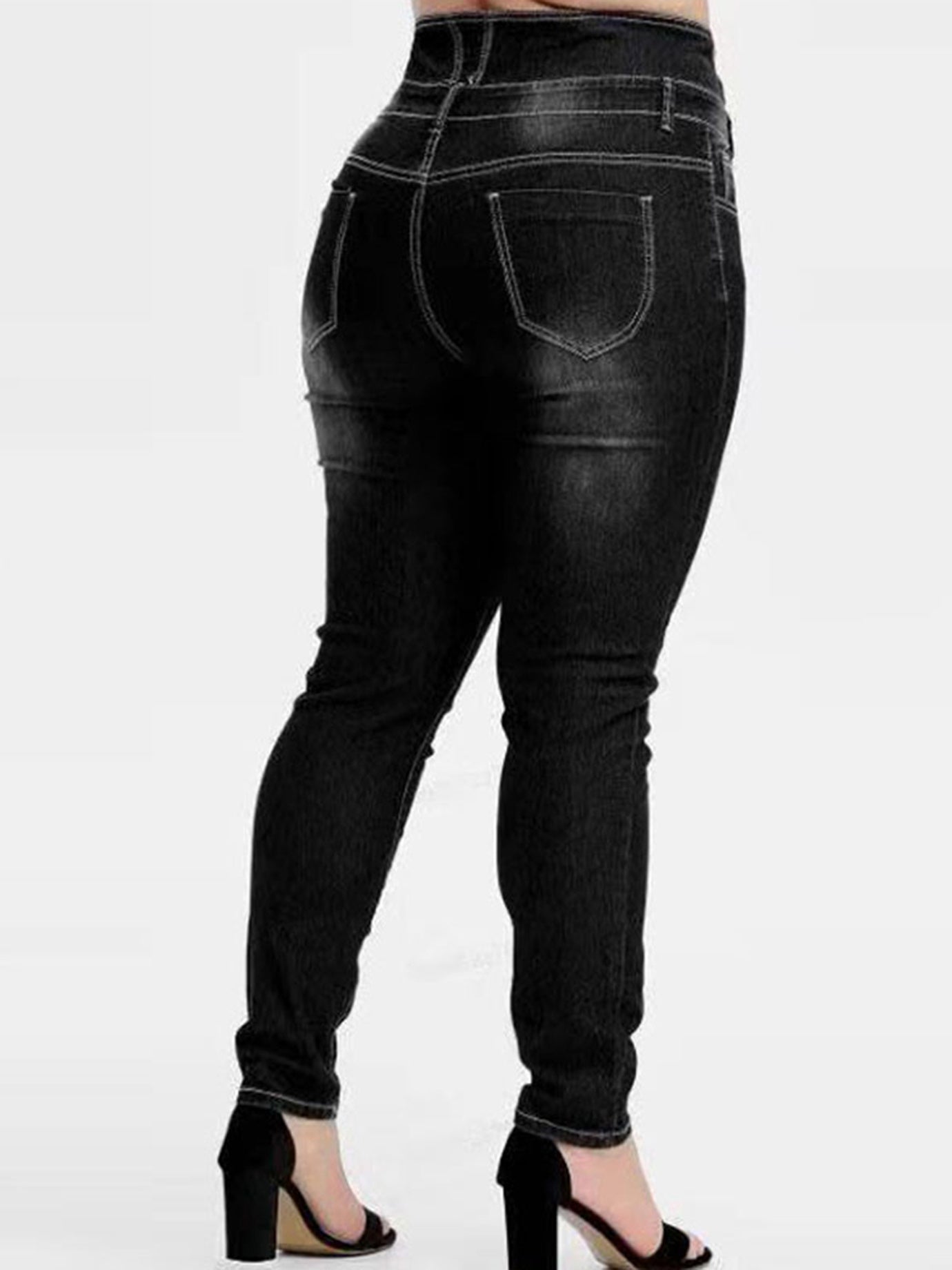Plus Size High Rise Button Fly Skinny Jeans