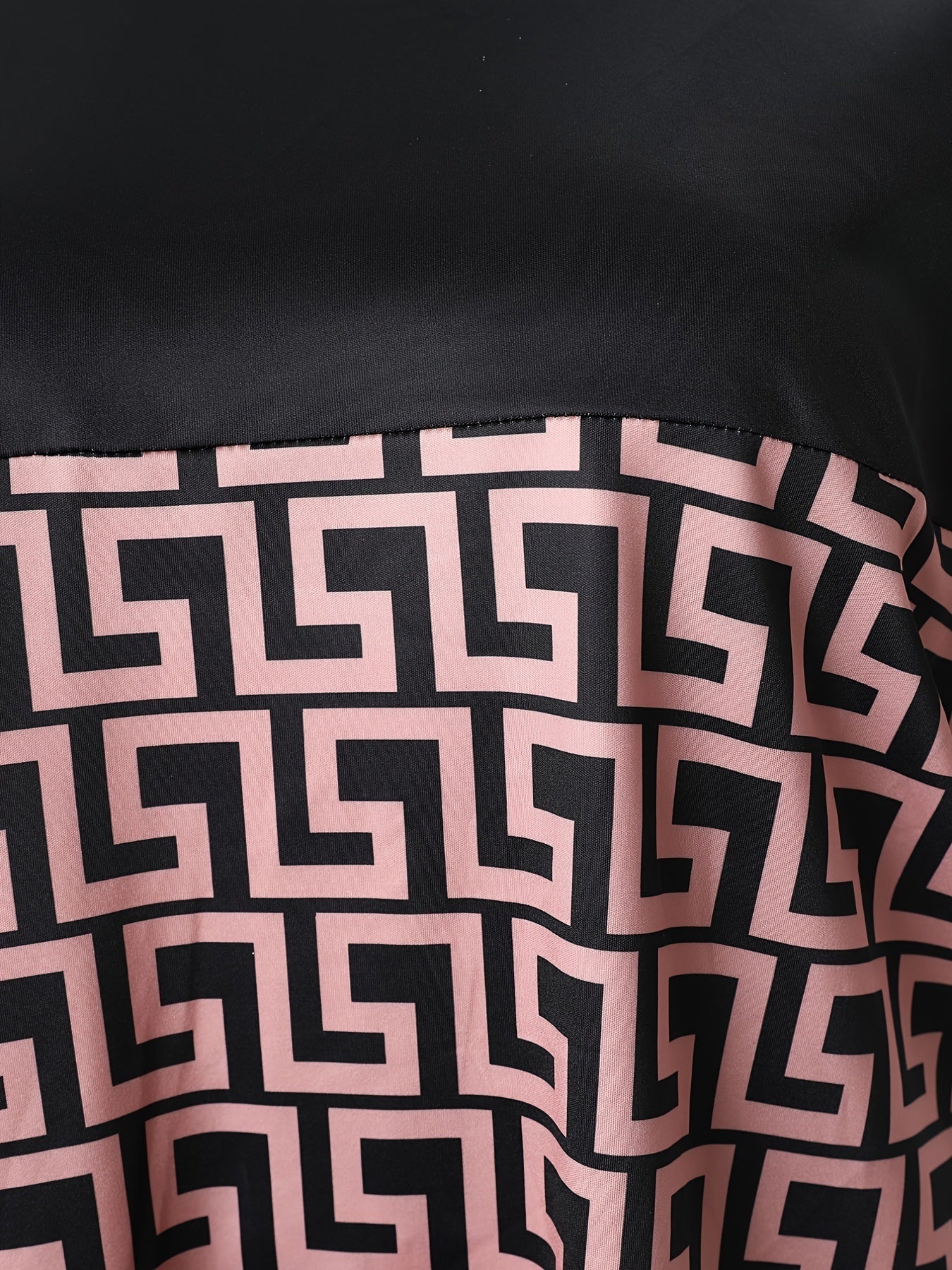 Geometric Print Colorblock Short Sleeve Tops & Shorts Set