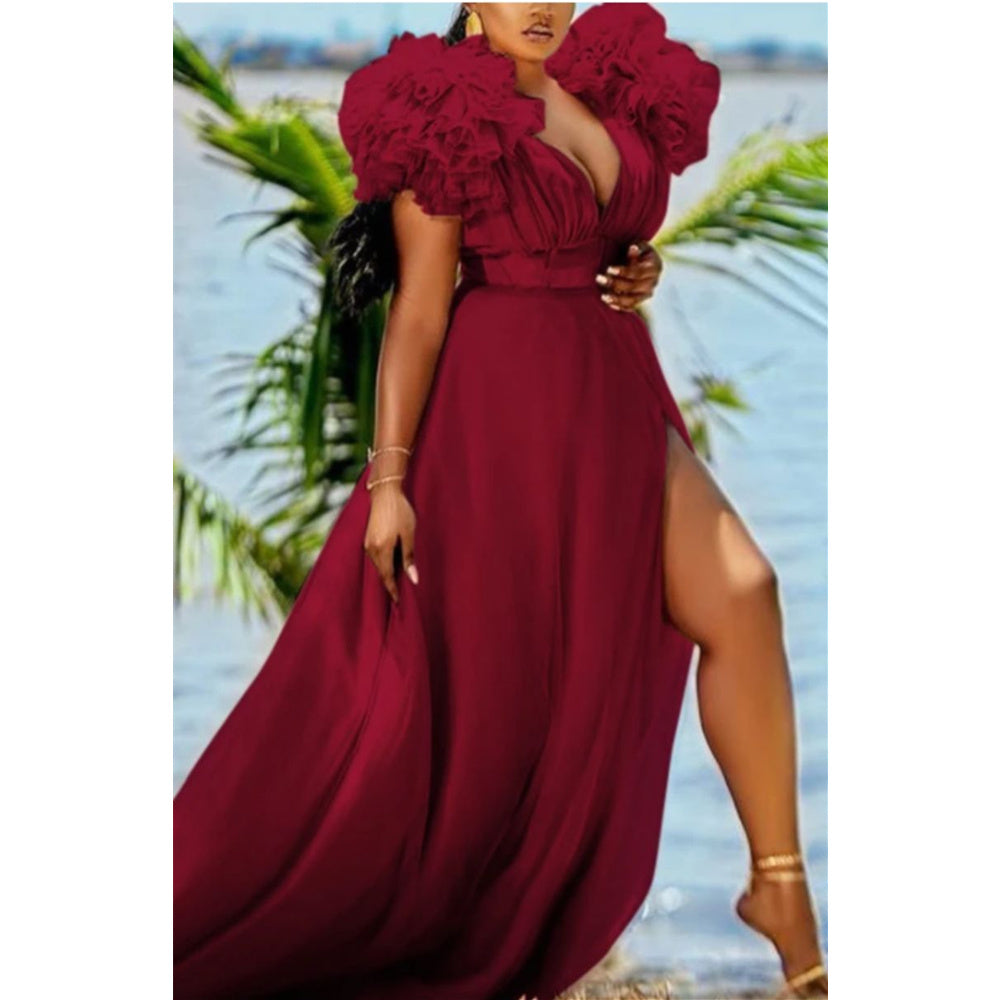 Evening Dress Women Ball Gown Plus Size L-5XL Tulle Slit Sexy Trailing Skirt