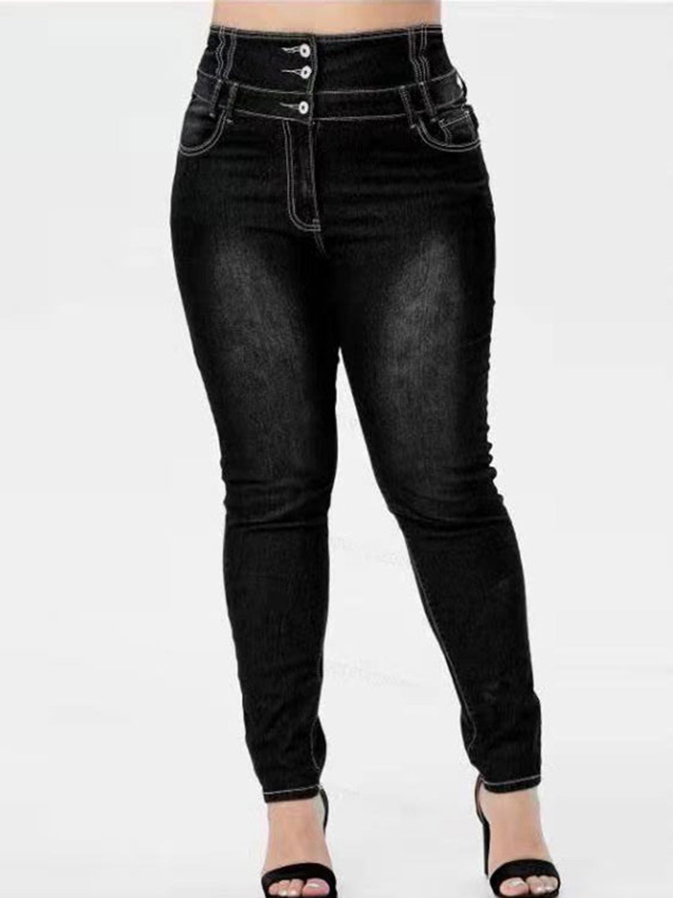 Plus Size High Rise Button Fly Skinny Jeans
