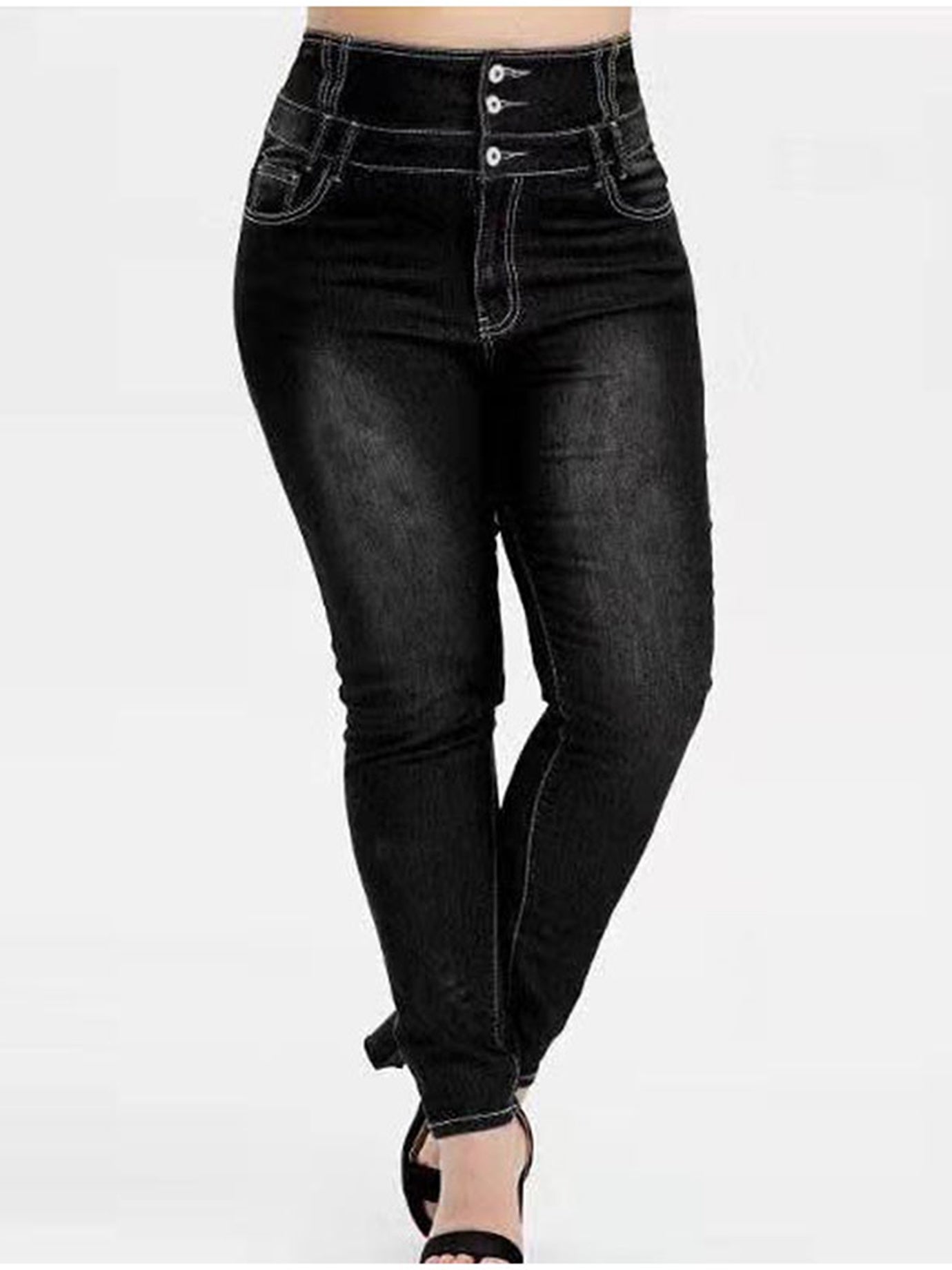 Plus Size High Rise Button Fly Skinny Jeans