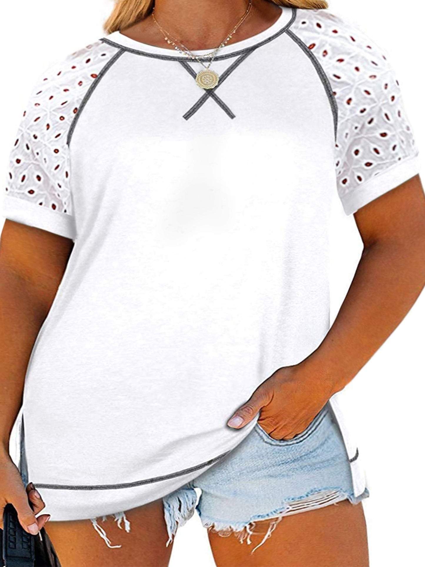 Women's Plus Slight Stretch Basic Tops