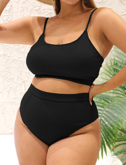 Sexy Plus Size Bikini Set Push Up Female Swimsuit Two Piece High Waist Brazilian Swim Bathing Suit Large Size Crop Top Swimwear
