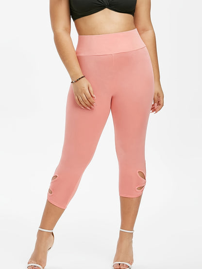 Plus Size High Rise Cut Out Capri Leggings
