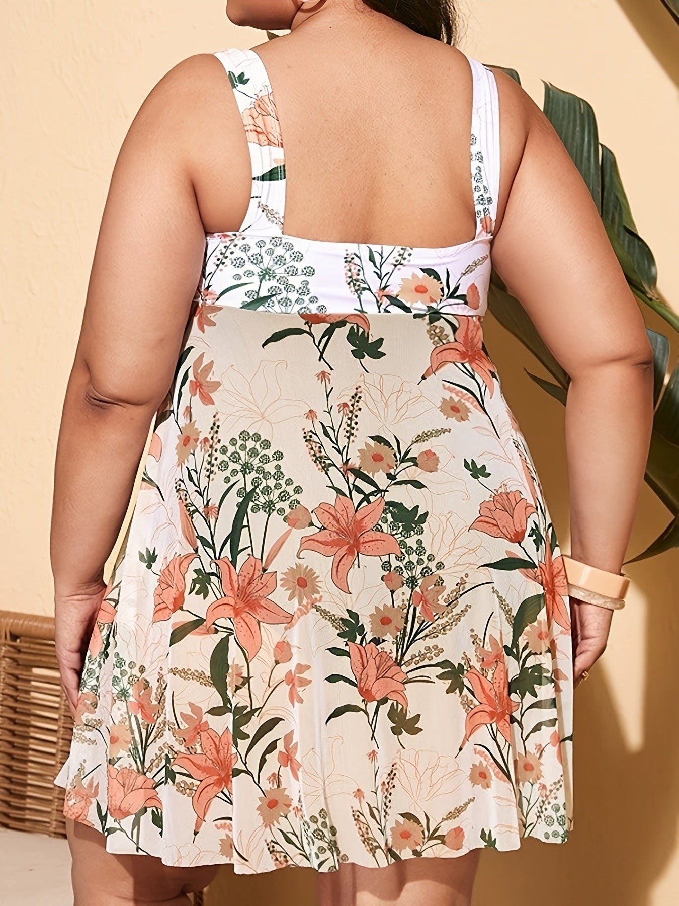 Plus Size Women's Plus High Stretch Modest Swimsuit