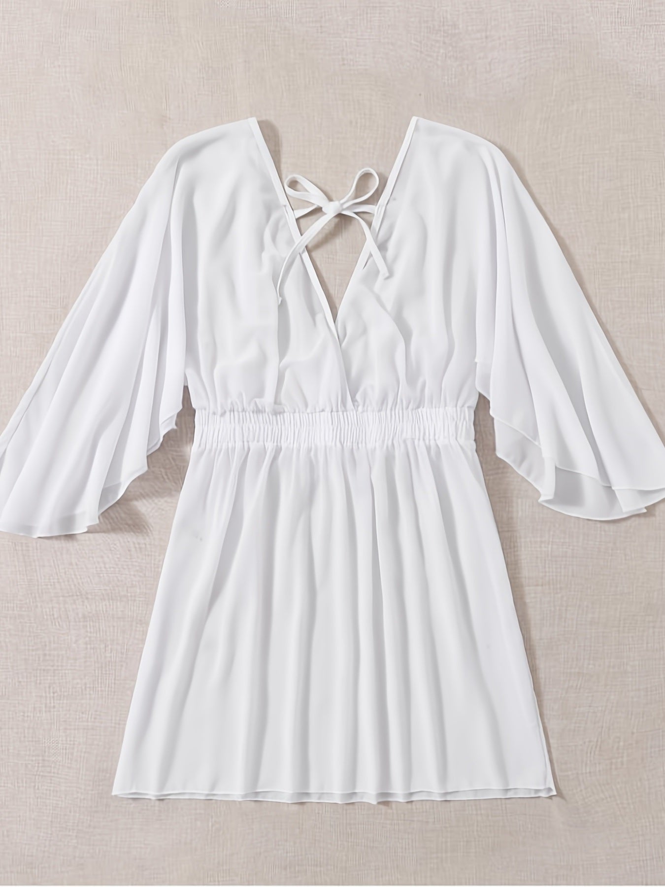 Plus Size Solid Elegant Chiffon Flounce Cover Ups
