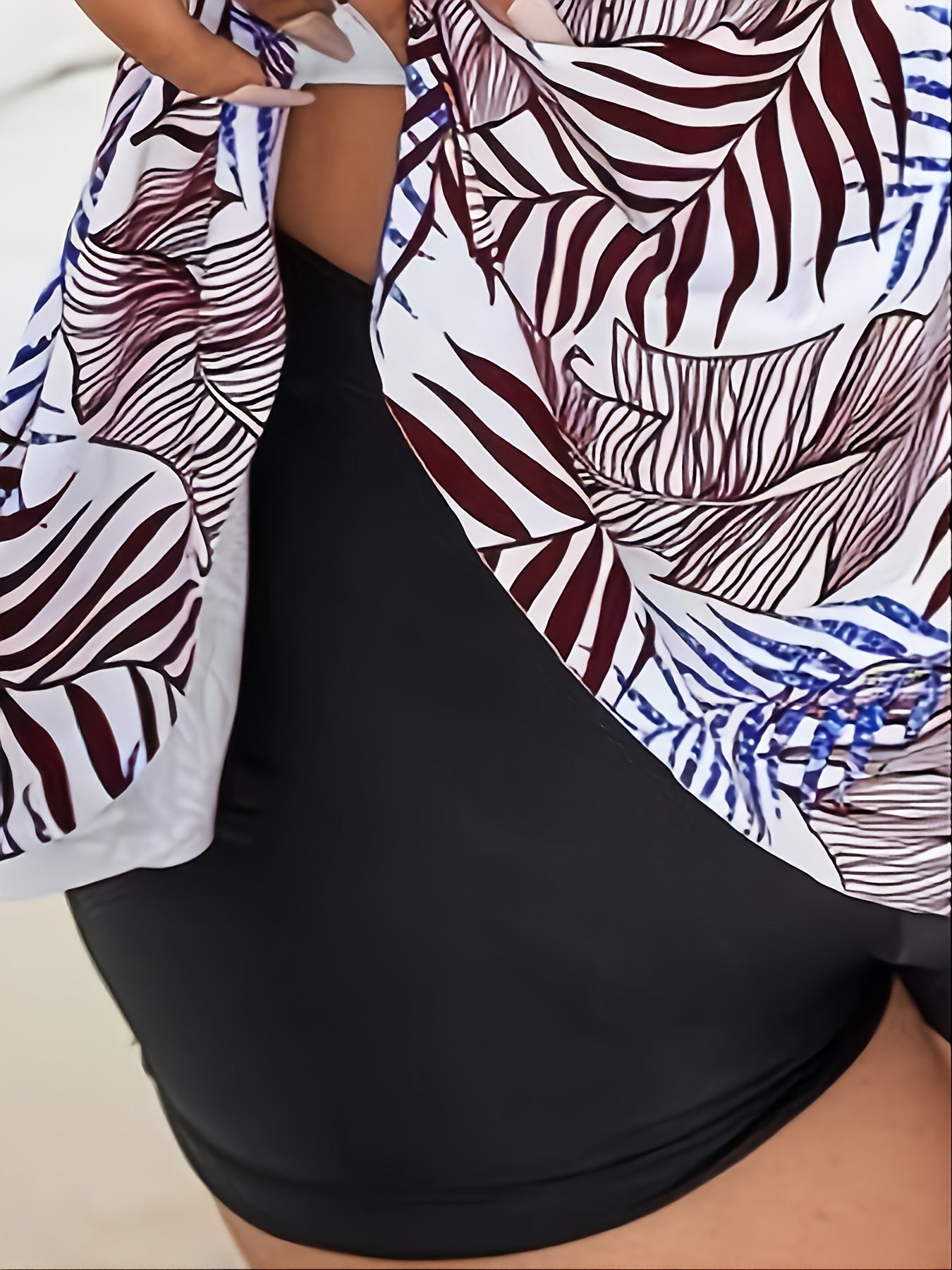 Plus Size Tropical Print High Waist Bikini Set