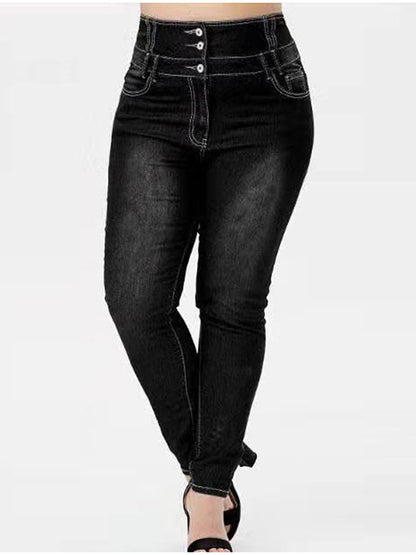 Plus Size High Rise Button Fly Skinny Jeans