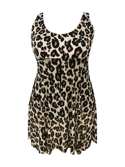 Plus Size Women's Plus High Stretch Round Neck Swimsuit