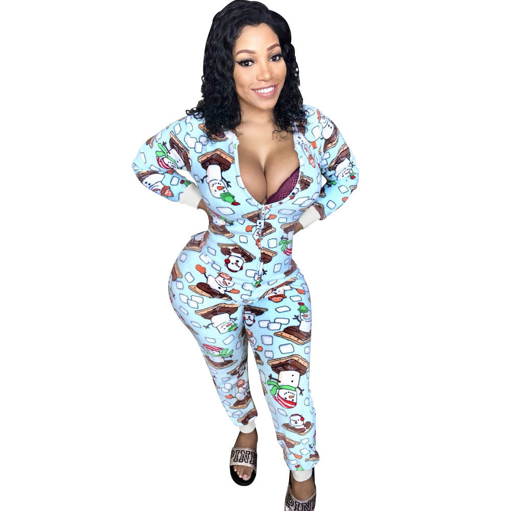 Christmas Long-sleeved Home Wear Jumpsuit