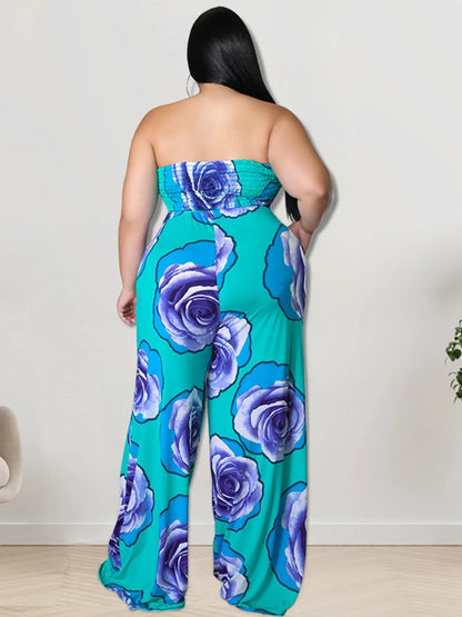 Flower Print Plus Size Jumpsuit