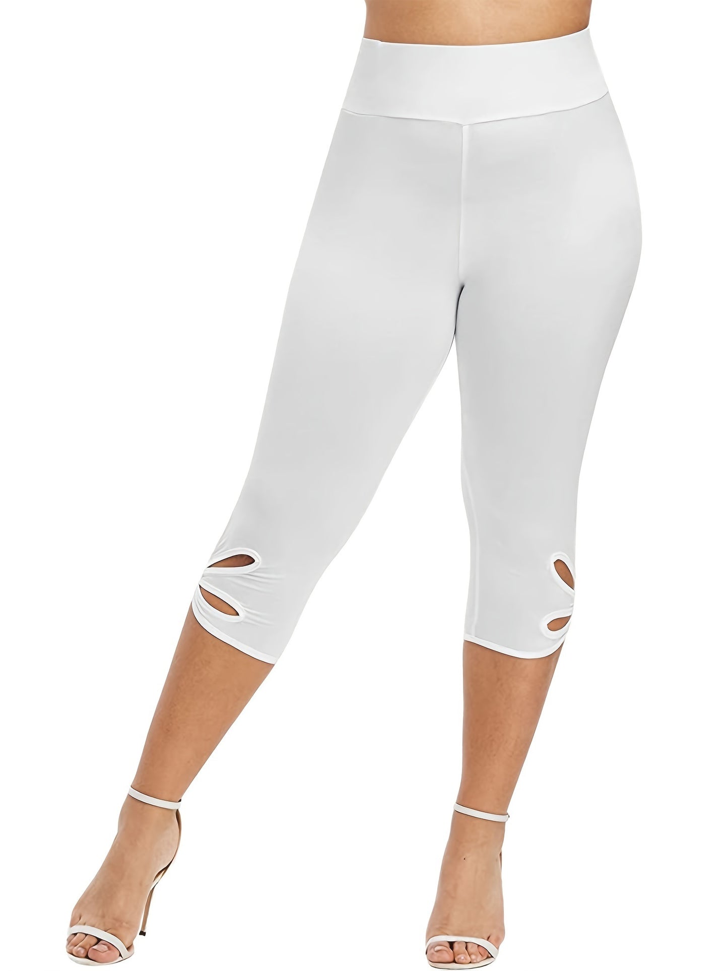 Plus Size High Rise Cut Out Capri Leggings