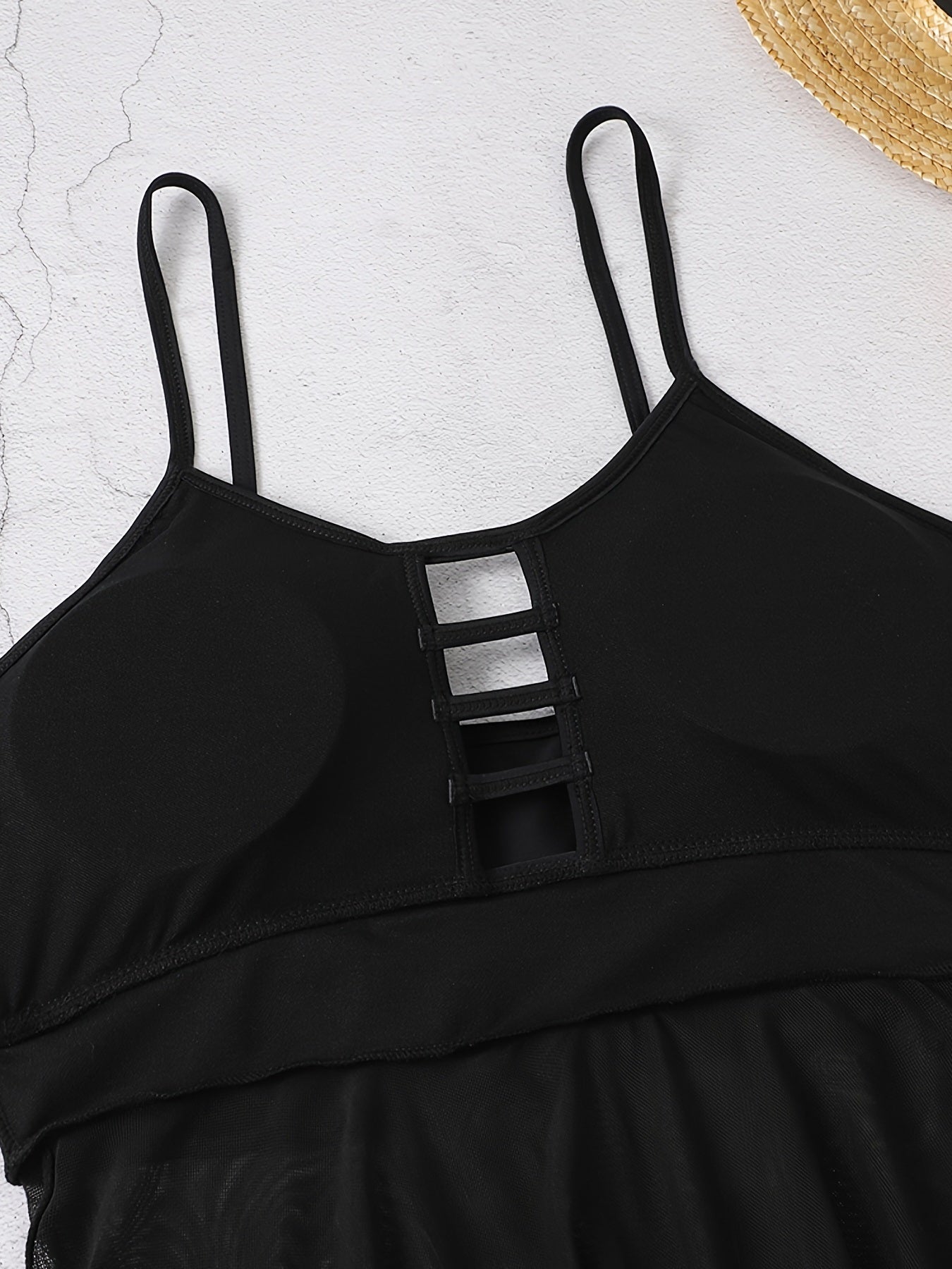 Plus Size Cut Out Top & Panty Retro Swimsuit Set