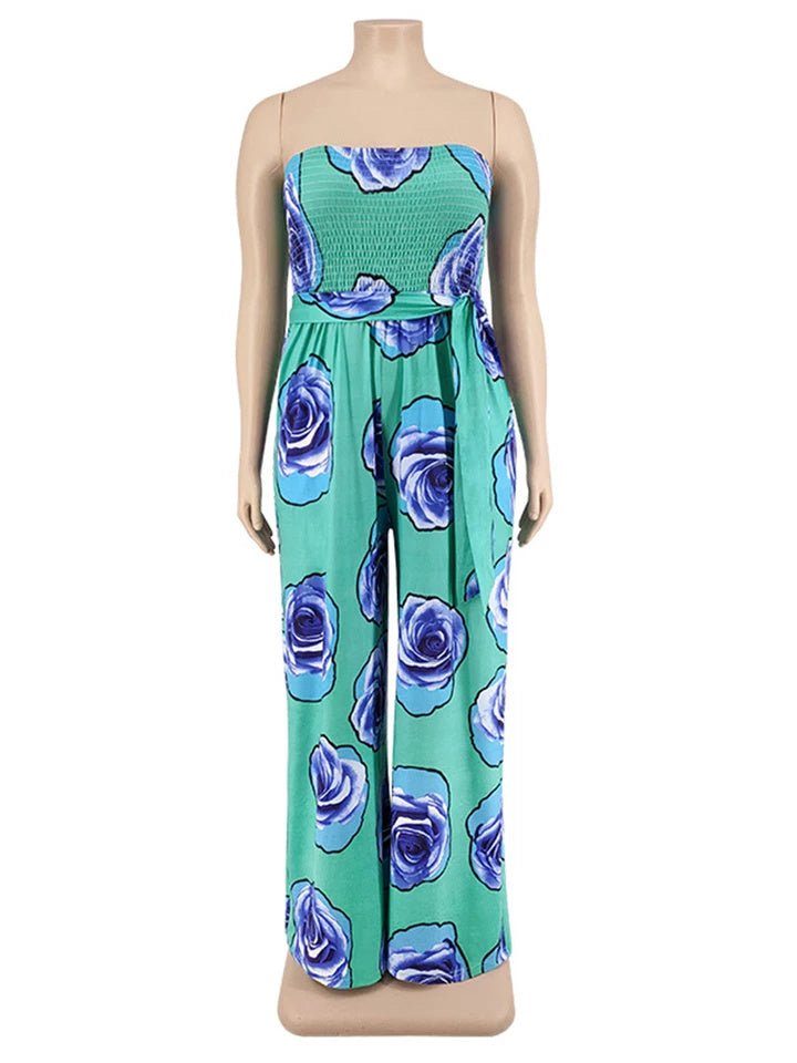 Flower Print Plus Size Jumpsuit