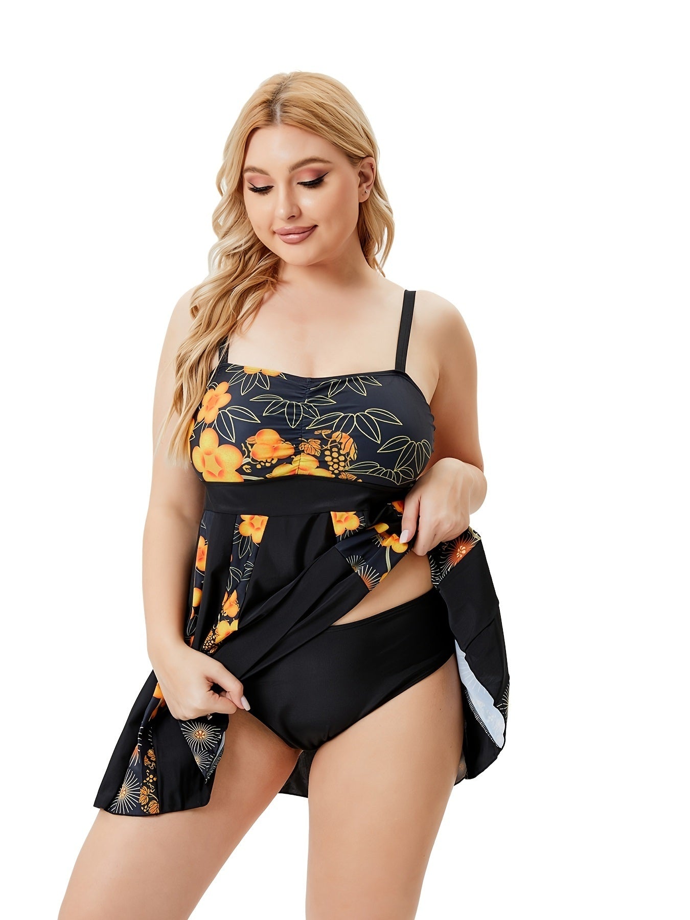 Plus Size Floral Print Bikini Set