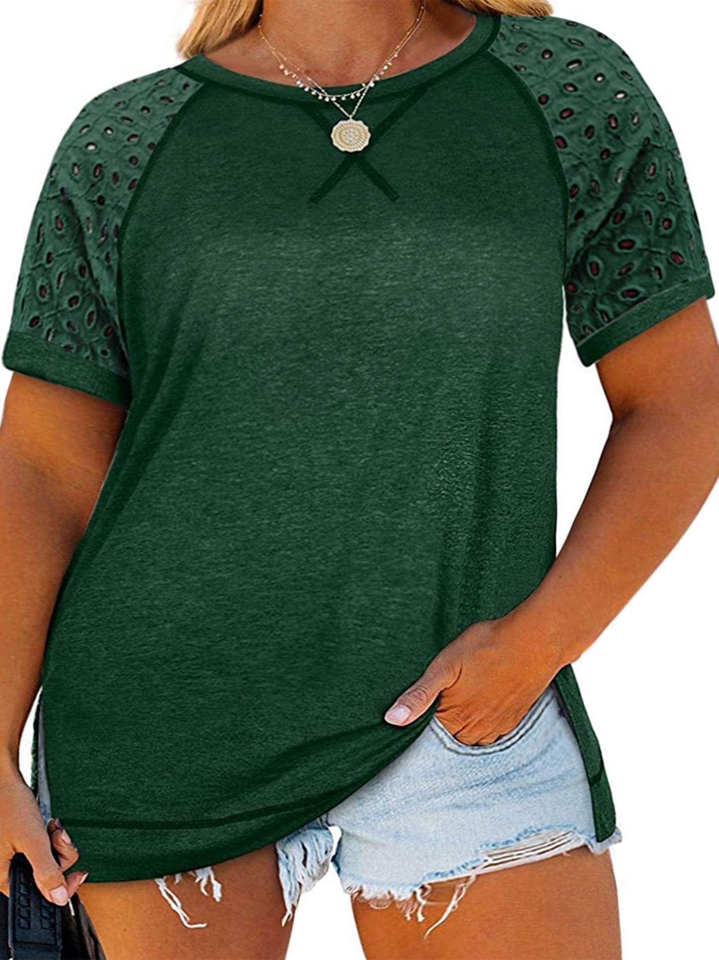 Women's Plus Slight Stretch Basic Tops