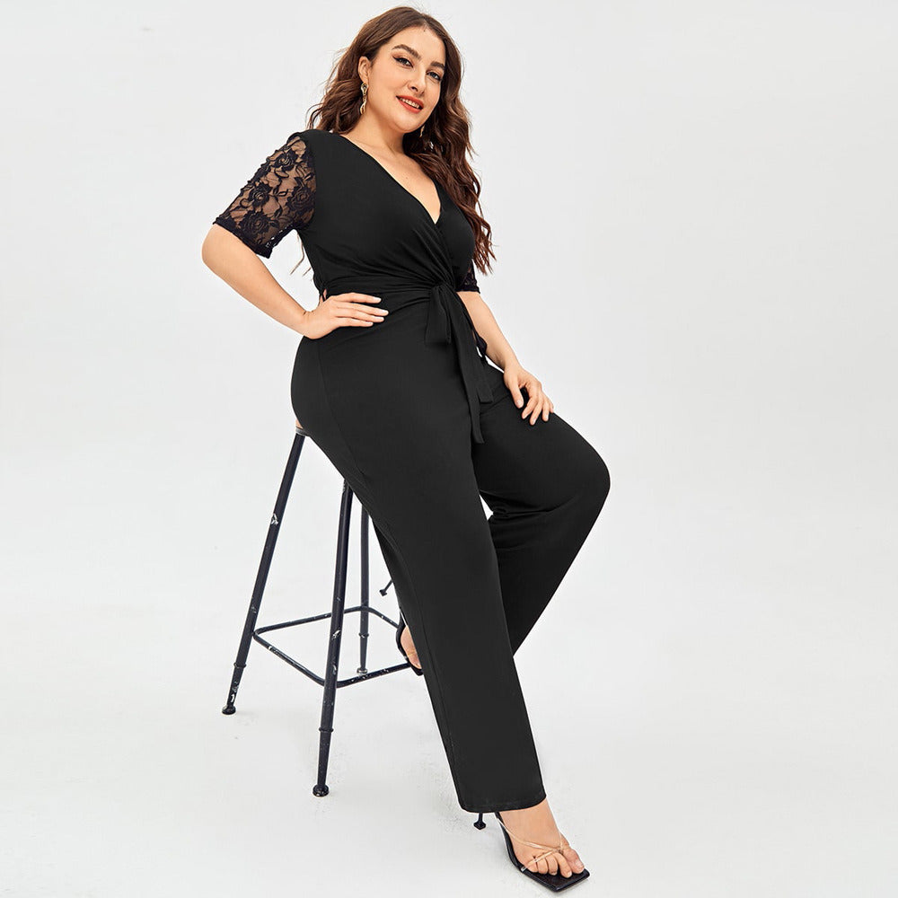 Lace Short Sleeve Plus Size Women Formal Dress