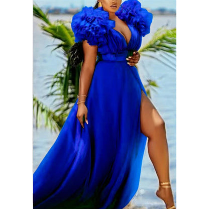 Evening Dress Women Ball Gown Plus Size L-5XL Tulle Slit Sexy Trailing Skirt