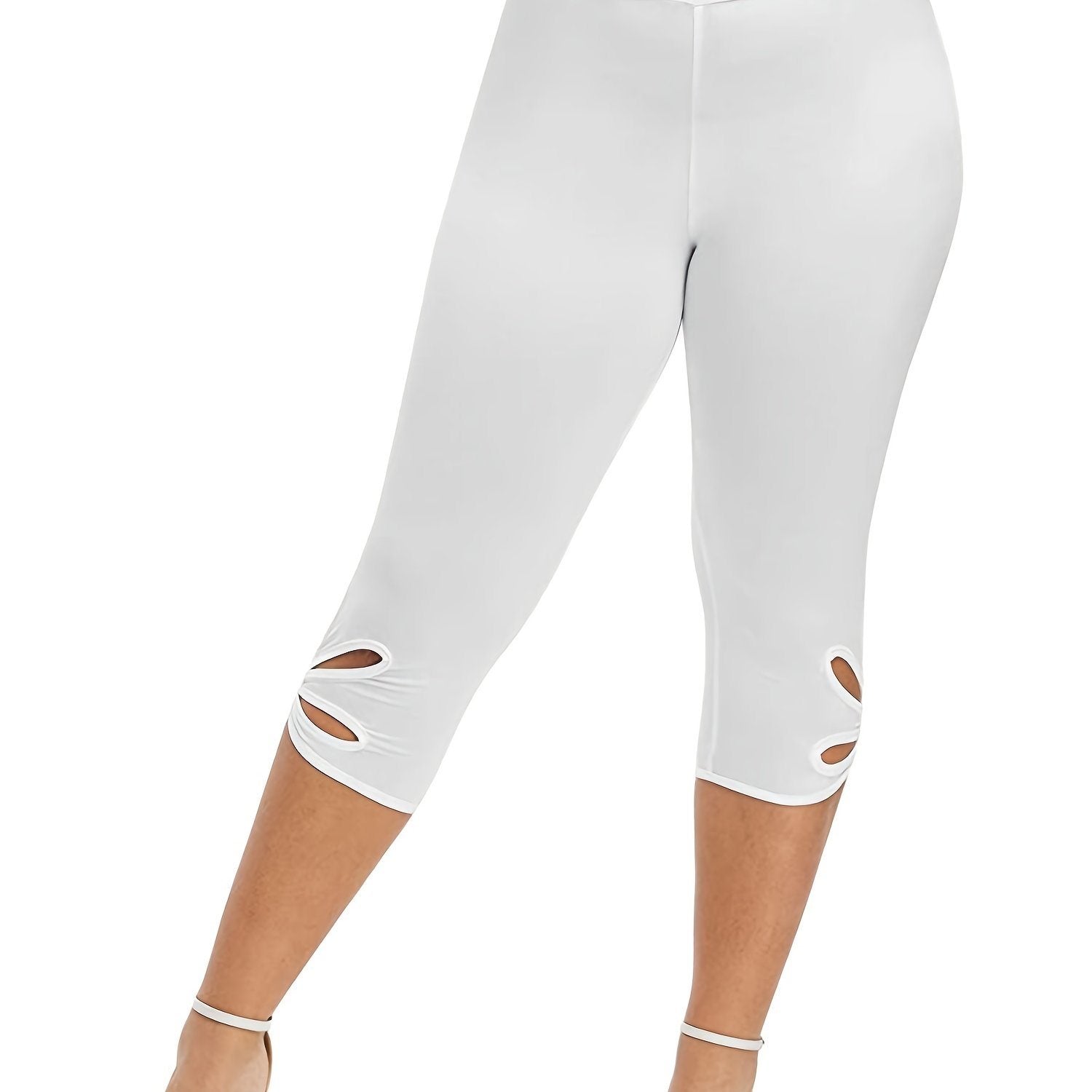 Plus Size High Rise Cut Out Capri Leggings