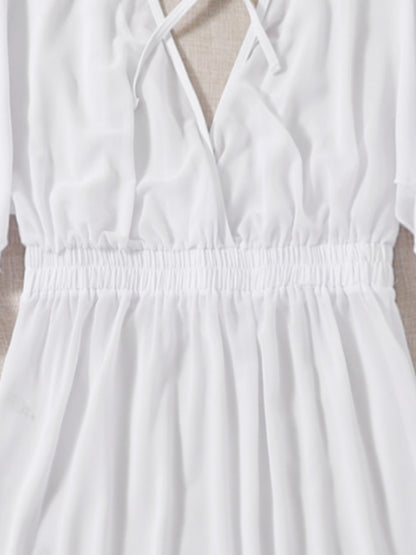 Plus Size Solid Elegant Chiffon Flounce Cover Ups