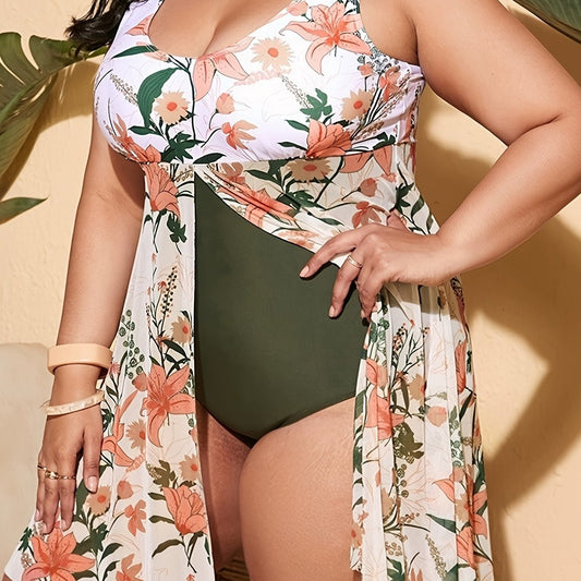 Plus Size Women's Plus High Stretch Modest Swimsuit