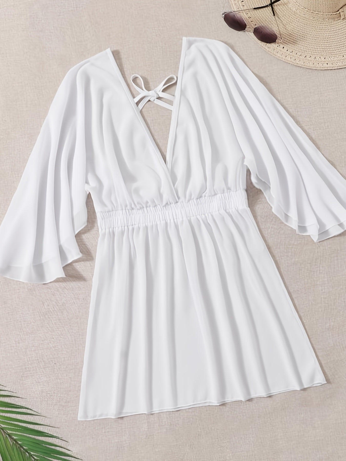 Plus Size Solid Elegant Chiffon Flounce Cover Ups