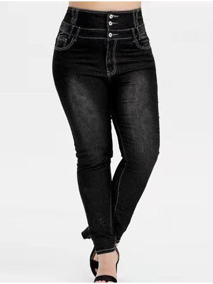 Plus Size High Rise Button Fly Skinny Jeans