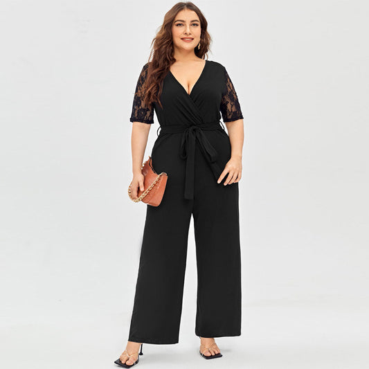 Lace Short Sleeve Plus Size Women Formal Dress