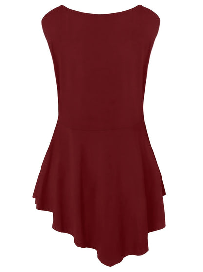 Plus Size Contrast Lace Irregular Hem Tank Top