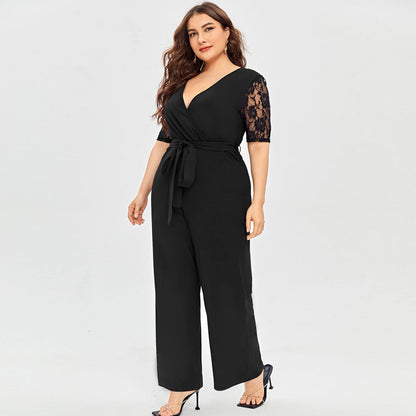 Lace Short Sleeve Plus Size Women Formal Dress