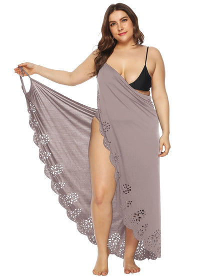 Plus Size Elegant Eyelet Embroidered Floral Trim Cover Ups