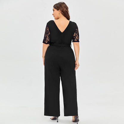 Lace Short Sleeve Plus Size Women Formal Dress